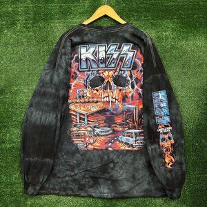 Kiss Landlocked in Vegas Heavy Metal Band Tie-Dye LS Shirt Size 3XL